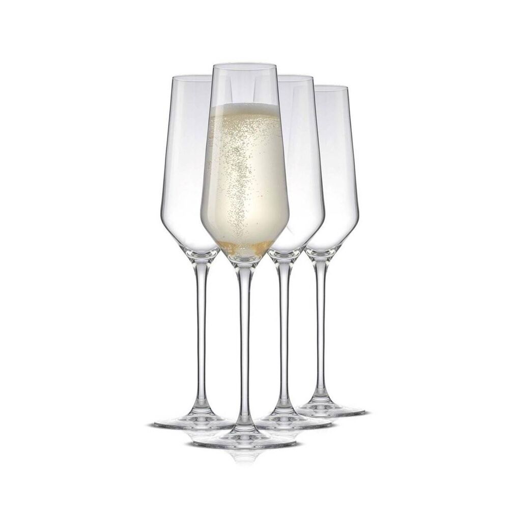 JoyJolt Layla Crystal Champagne Flutes Glasses Set of 4 Czech Republic NIB New